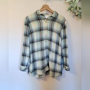 J. Jill Women's Casual Button Down Shirt Long Sleeve Green Plaid Size M P